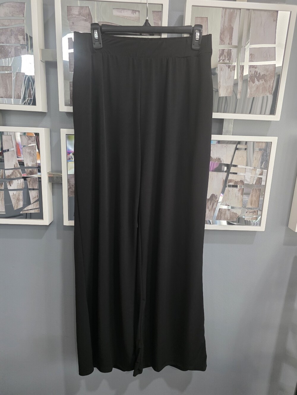 Women's Black Wide-Leg Pull-On Pants.  XL